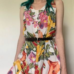 Colorful 90s Floral vintage vacation dress